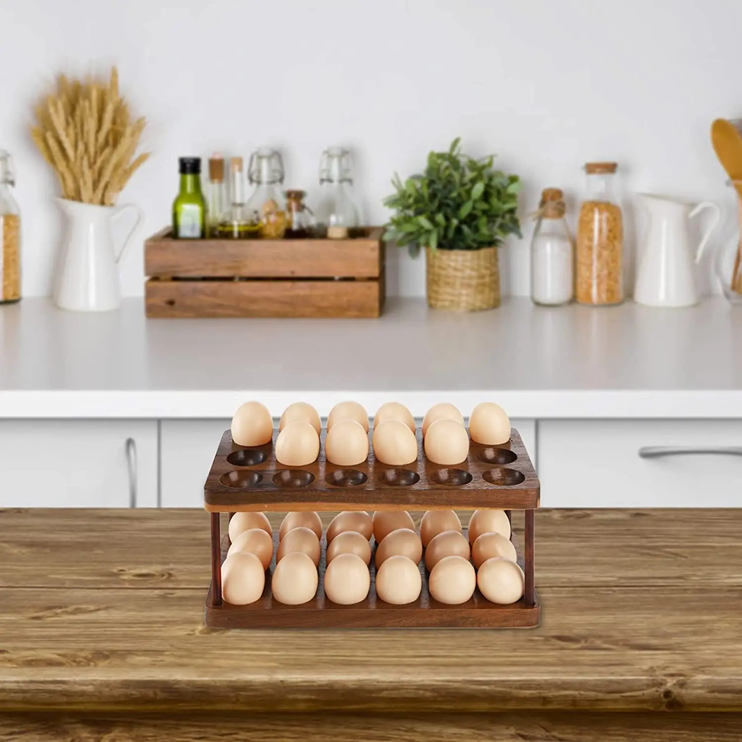 Pine wood Handmade Egg Tray 12 Eggs Usable in Kitchen Refrigerator  for Store and Display Chicken Eggs