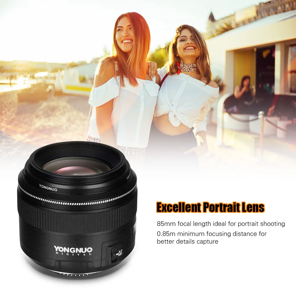 YONGNUO Camera Lens YN85mm F1.8N Medium Telephoto Prime Lens Auto/ Manual Focus for Nikon D7500/D810/D700/D200/D90 Cameras Lens