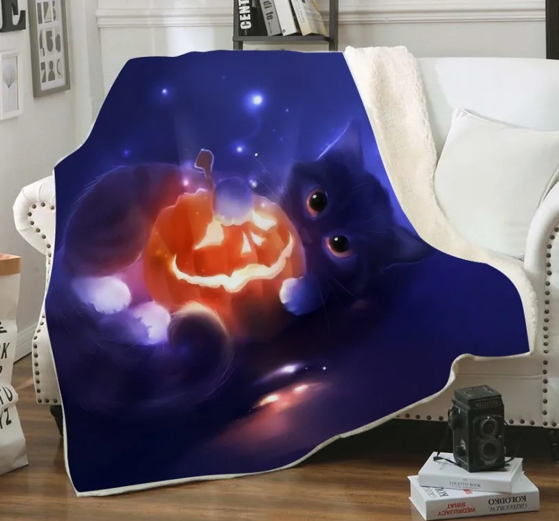 Cheap Promotional Halloween Grinch Print Soft Flannel Coral Blanket