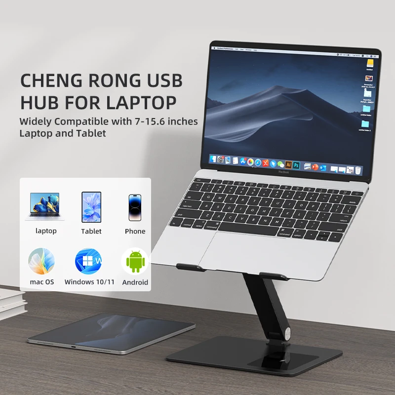 Bracket Holder Dj Metal Notebook Base Support Portable Laptop Stand Hdmi Usb Hub Aluminium Adjustable With Docking Station