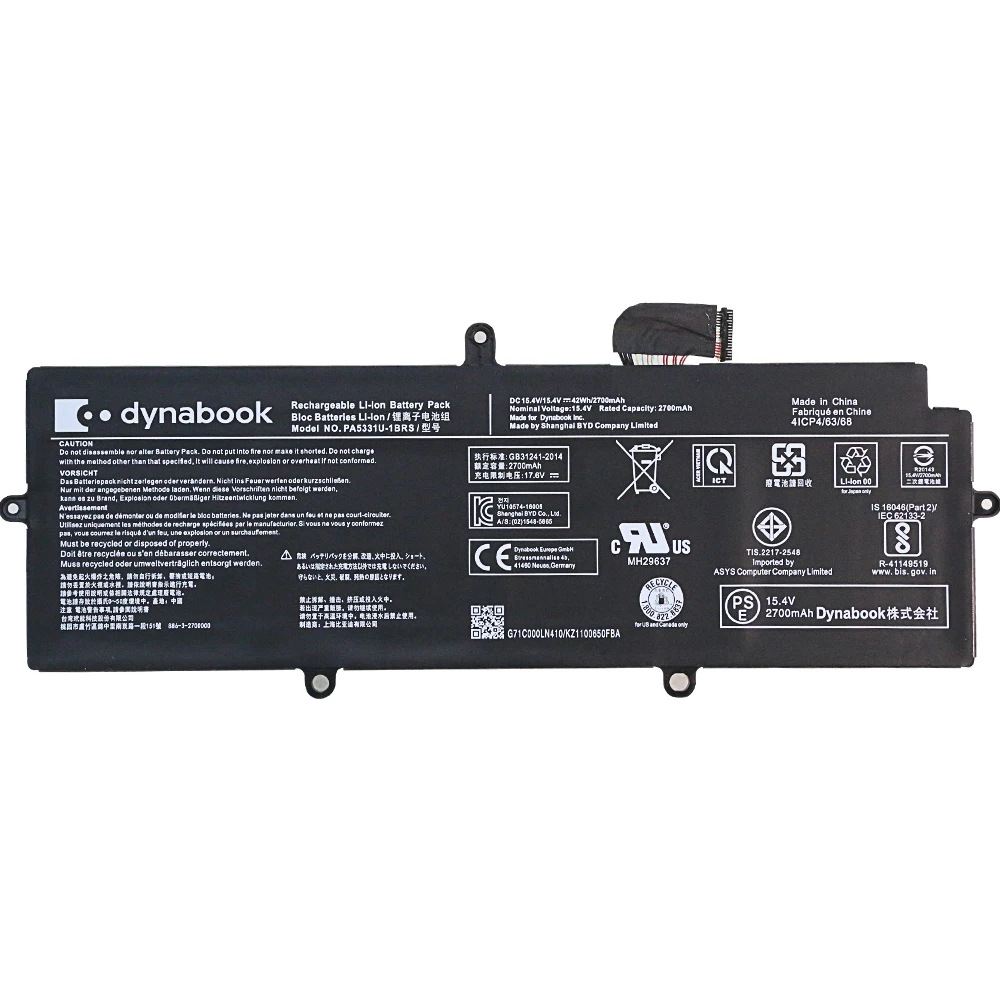 MSDS laptop battery for Toshiba Dynabook Portege PA5331U R30-E X30L-G Terca A30-G A40-E laptop batterie