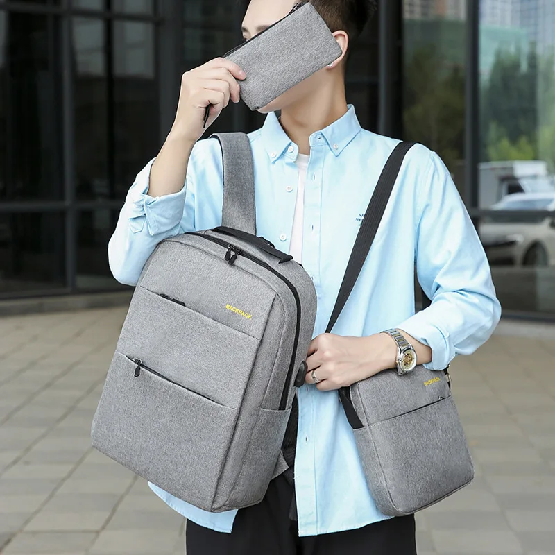 Manufacturer Laptop Bag Backpack Fashion 3 Pcs Set Laptop Back Pack Large Capacity Waterpoof Laptop Bag China Polyester Unisex