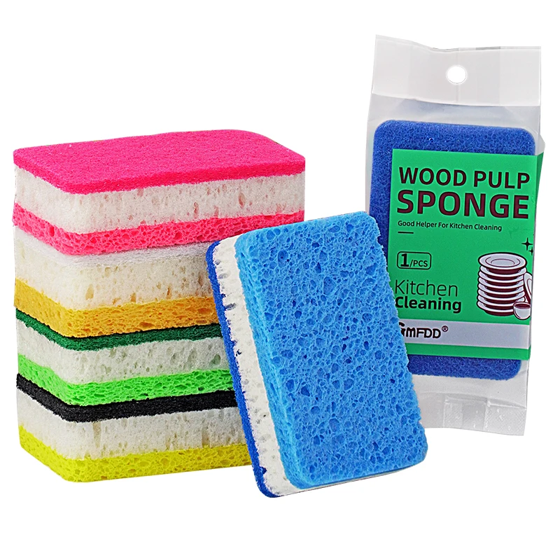 Wood pulp cotton sponge for washing dishes sponge dish wash cloth for kitchen Cellulose sponge manufacturer