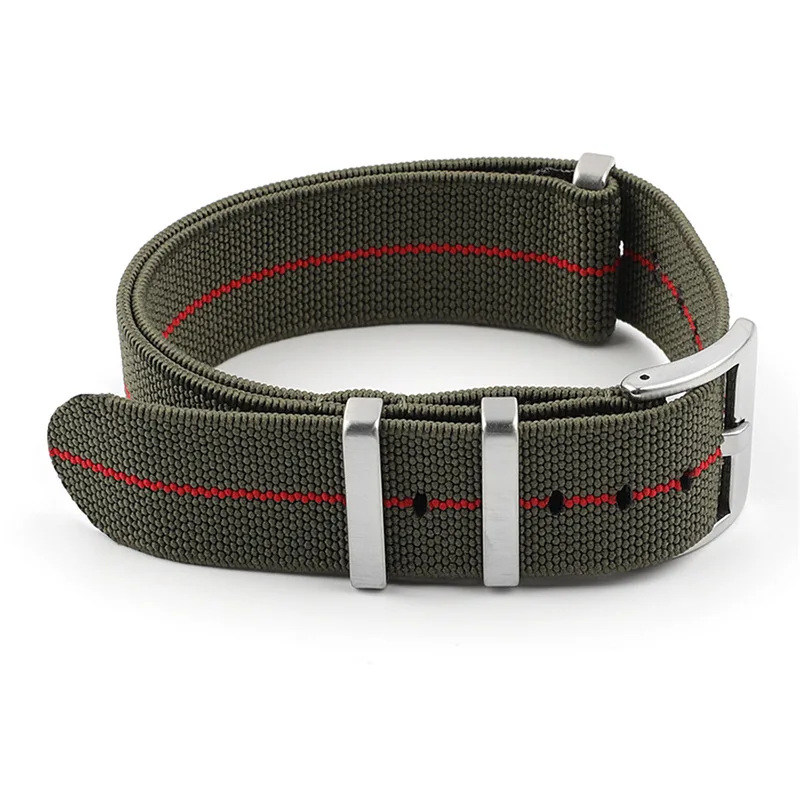 Custom Elasticated Woven Nylon Watch Strap Parachute French Marine National Sport Wrist Bracelet One Pass Elastic Watch Straps