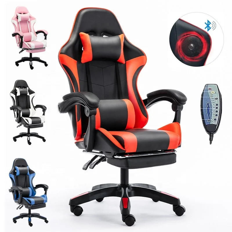 Small Size Space Saving Staff Chair Office Household Computer Gaming Chair Study Chair with Bluetooths Speakers and RGB Lights