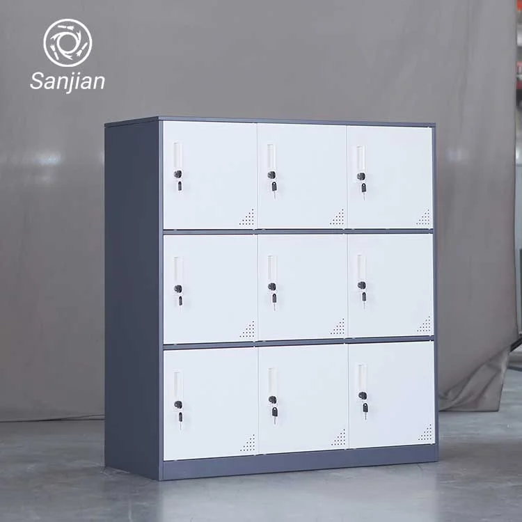 China Supplier Two Toned Color Half Height 9 Compartments Steel Locker