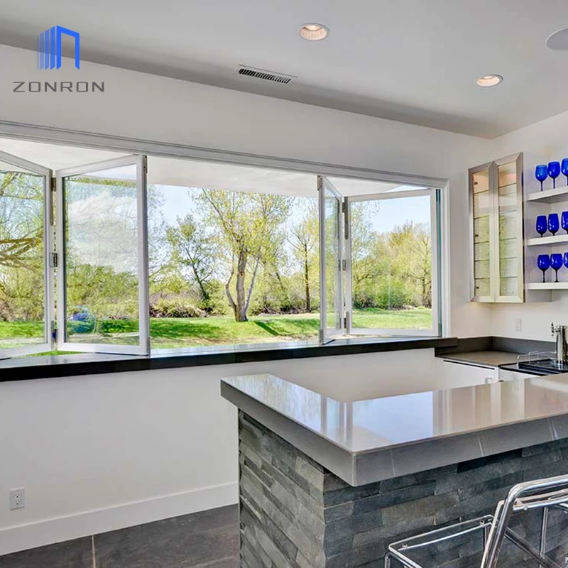 ZONRON New simple fold window household open indoor window wholesale aluminum balcony windproof folding window