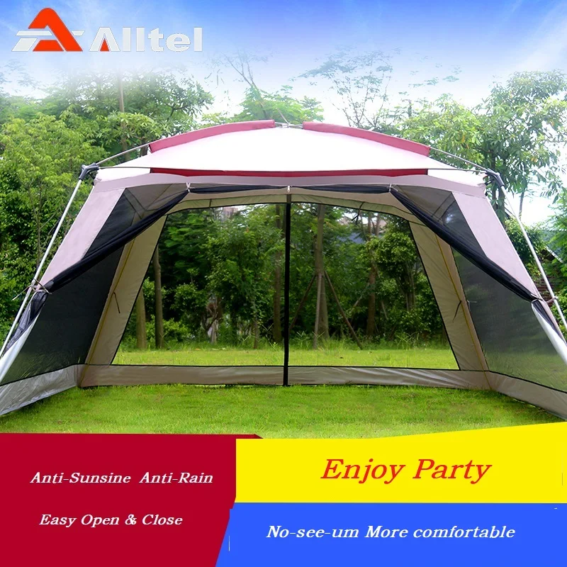 Factory wholesale Outdoor Large Space 5-8 People Leisure Field Folding Sunshade Mosquito Pergola Rainproof Fishing Camping Tents