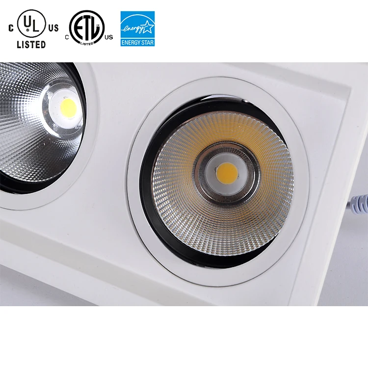 Best Sellers IP44 Double Axis Tiltable Trimless Grille Led Downlight Recessed Dimmable Optional Square Shape  White