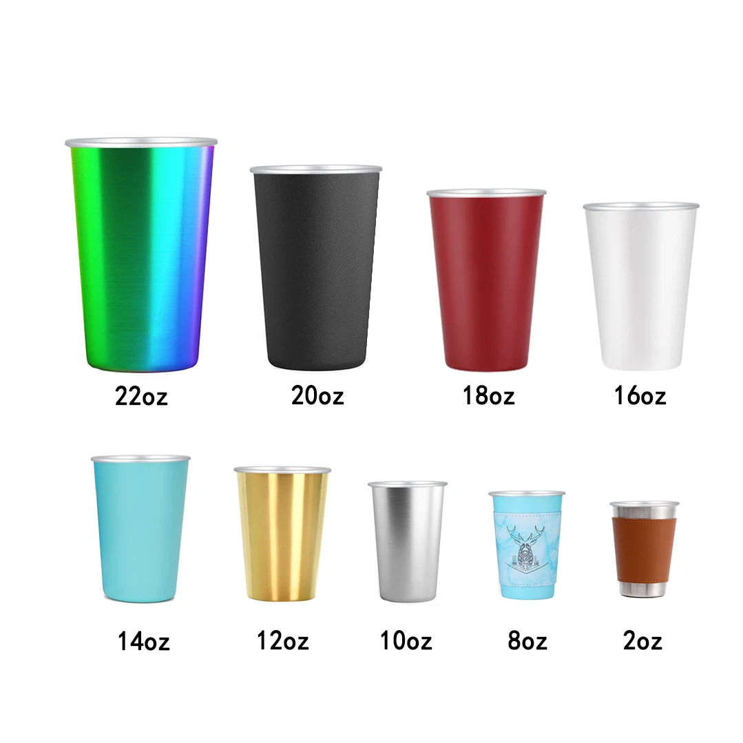 Пивные чашки для улицы 2/8/10/12/14/16/18/20/22 унции без БФА нержавеющая сталь 304 18/8 пинтовая чашка