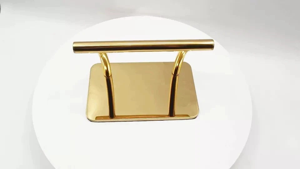 Senior barber chair beauty Spa massage chair professional mobile pedal gold stainless steel nail salons footstool