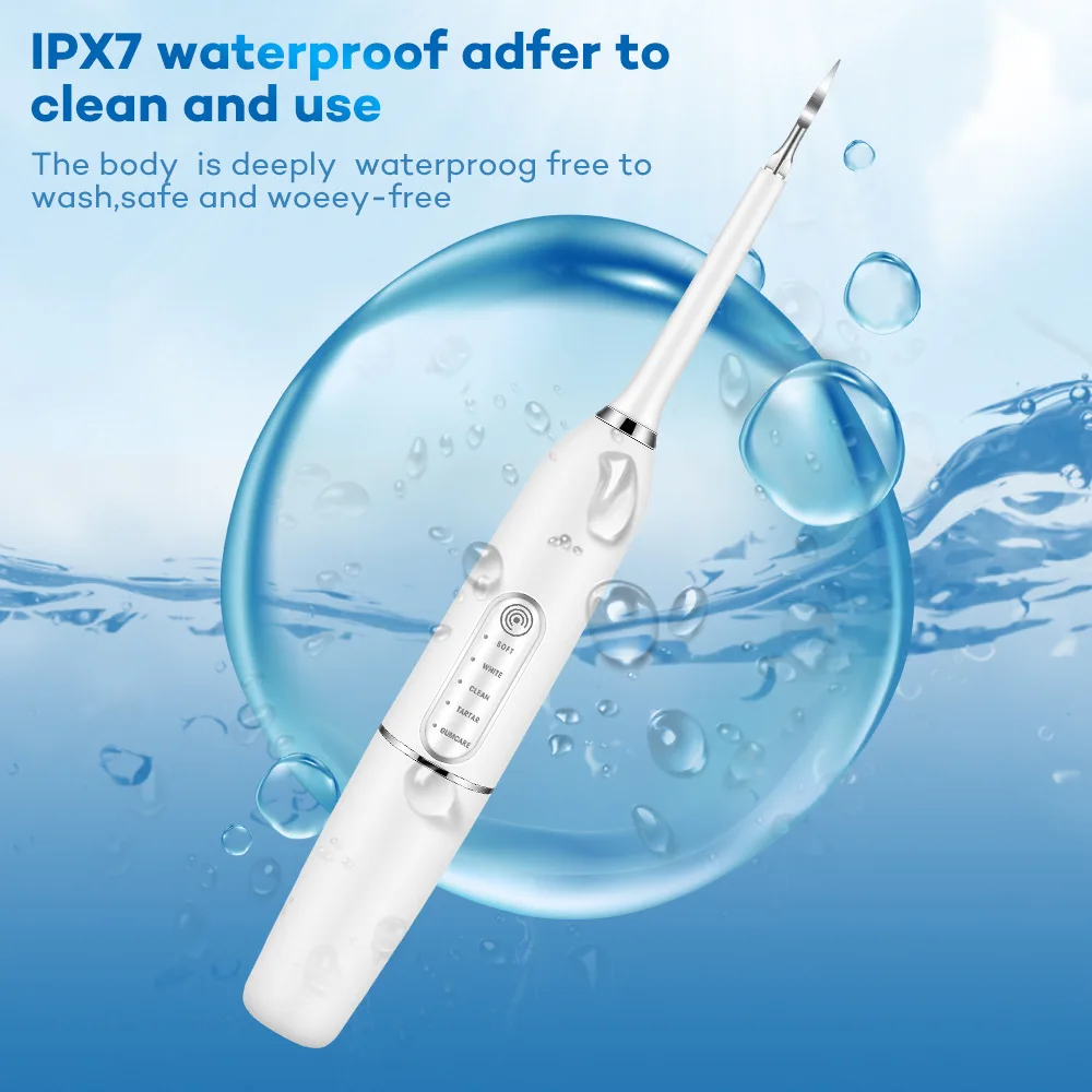 Portable Ultrasonic Tooth Polisher Stain Cleaning Remover Kit Tooth Scaler Dental Calculus Remover