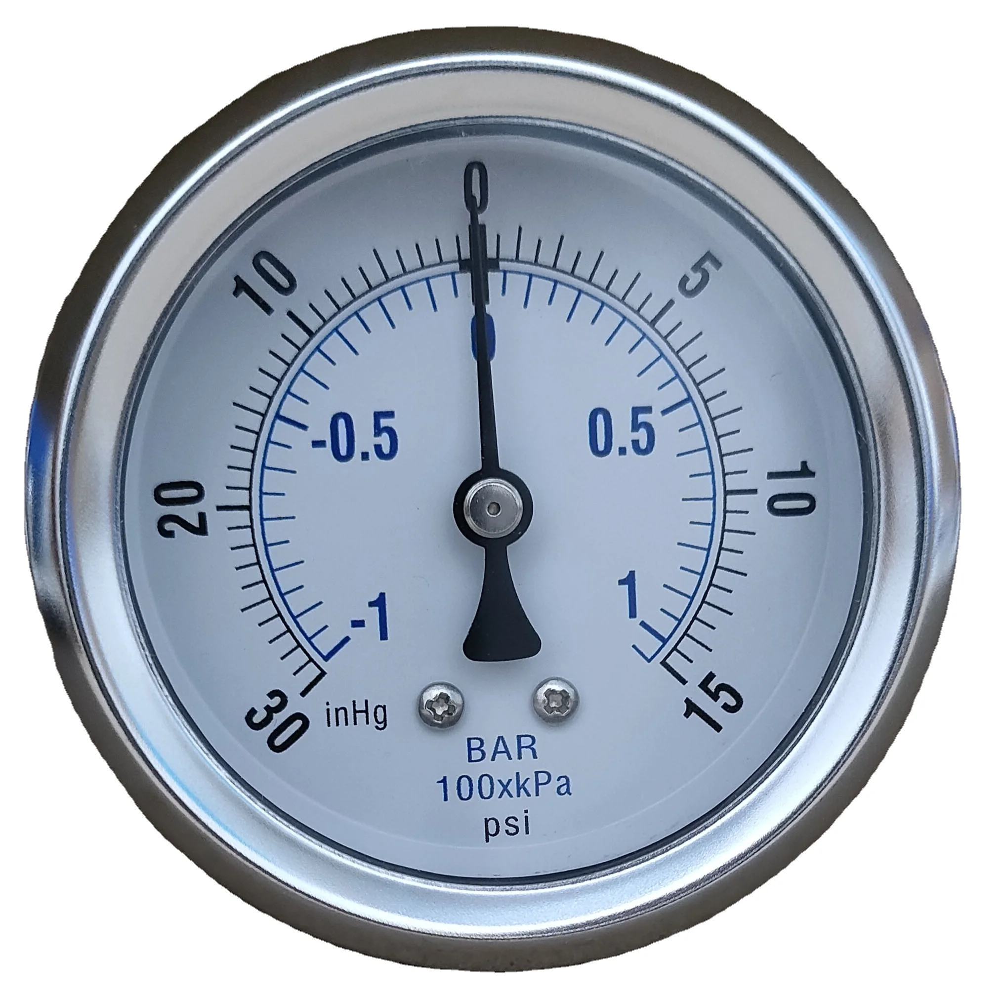 High Quality 2018 hot sell 63mm-30HG-15PSI back bourdon tube Single needle pressure gauge