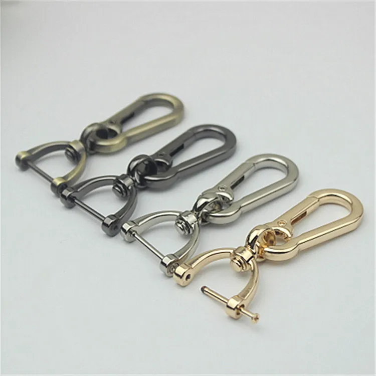Wholesale Car Metal Hook Buckle Removable Open Screw D Ring Clasp spring swivel hook Key Chain car key Holder Diy accessory bulk
