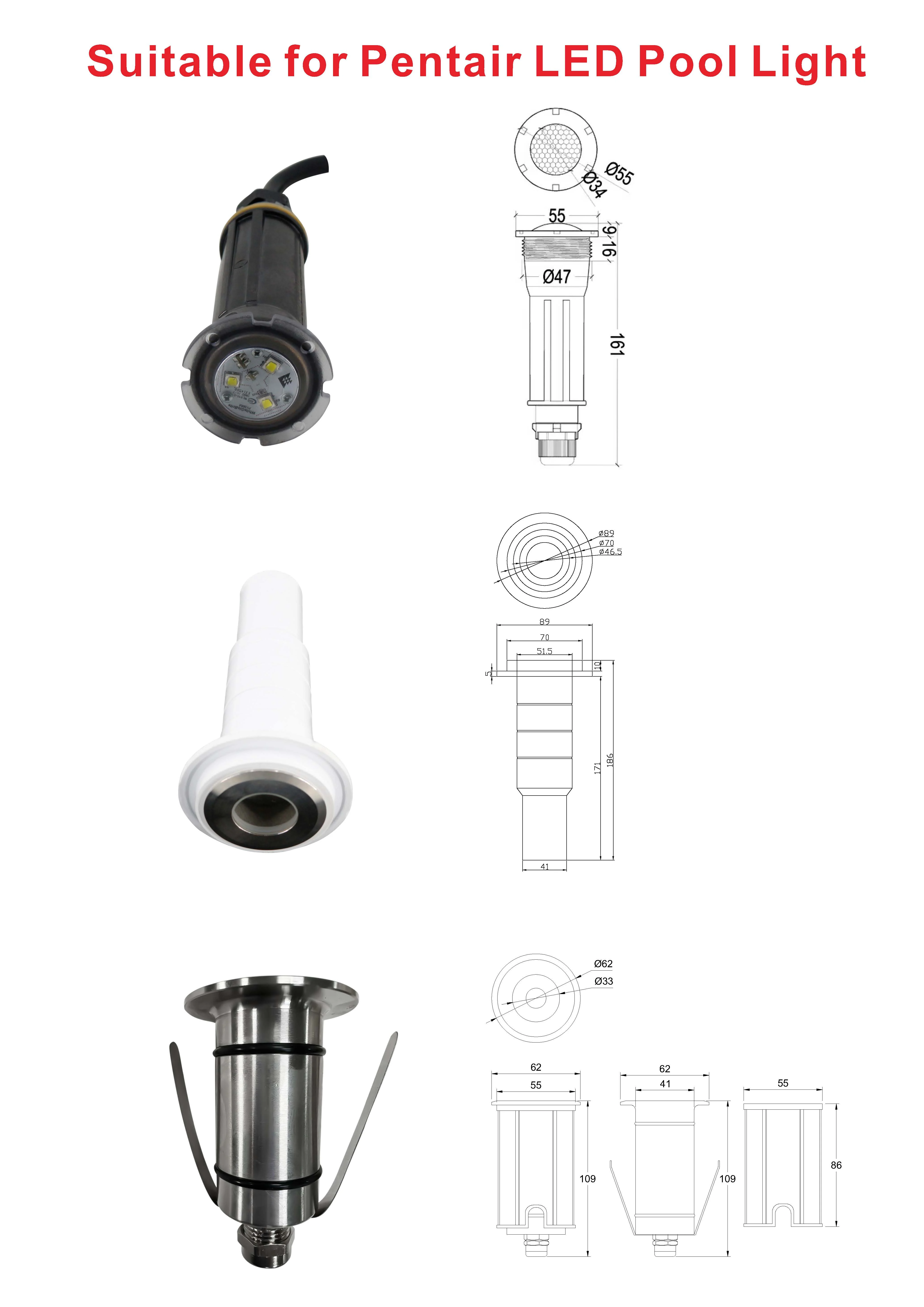 IP68 waterproof 304 SS/316L SS Small Size 10W RGB/RGBW DMX512 Programmable underwater nicheless led pool light