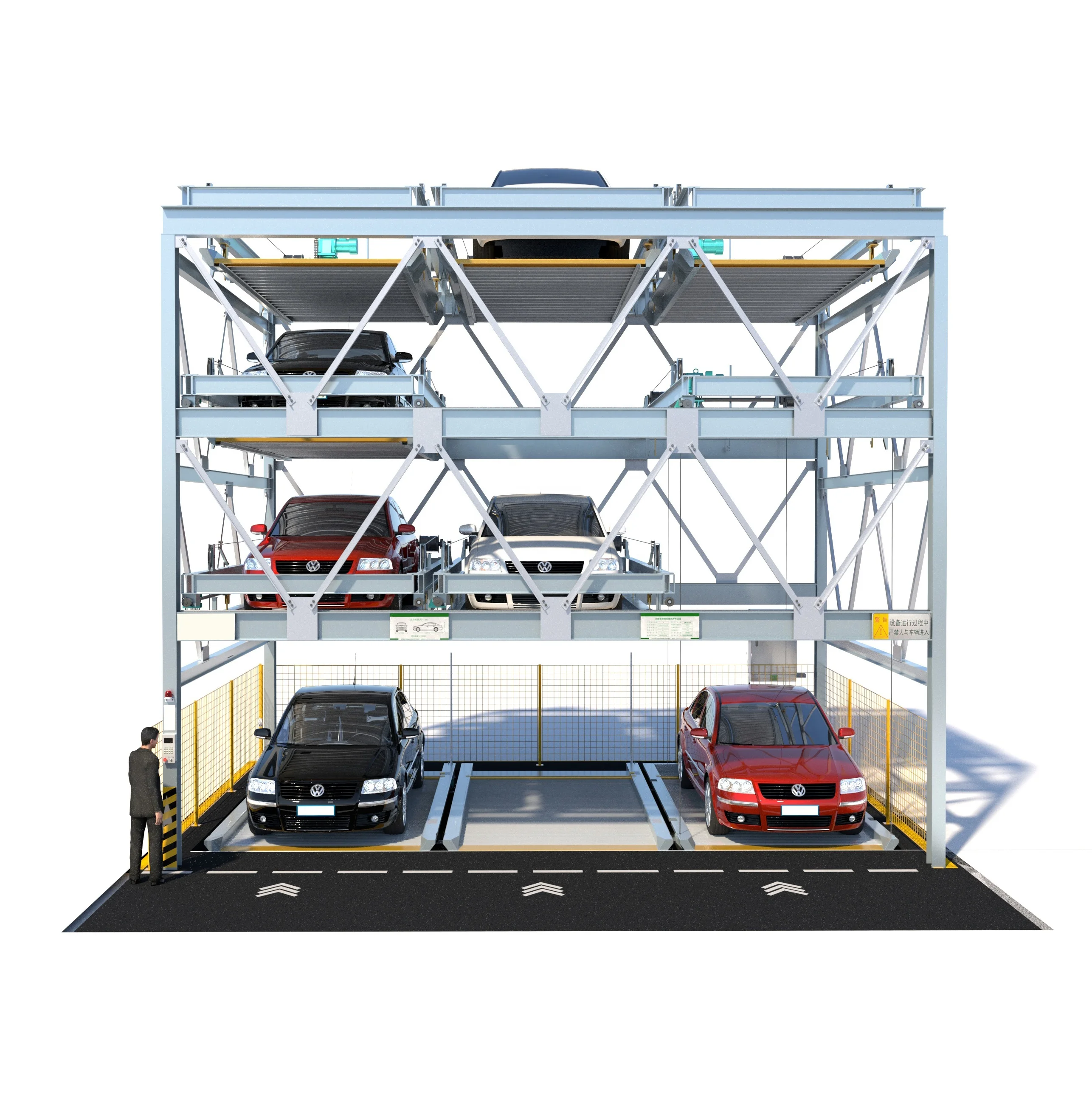 CE certified customizable 2-5 level lift and slide parking system
