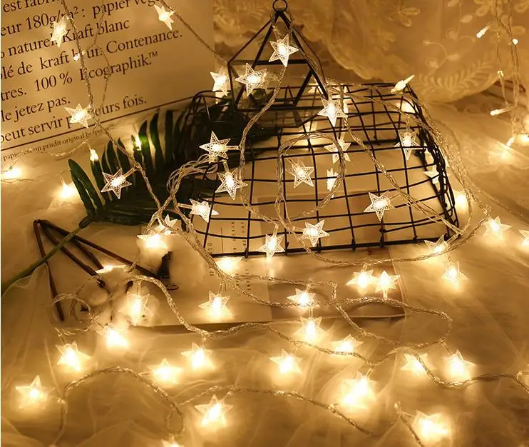 Wholesale Holiday Lighting A string Of Star Christmas Lights Outdoor Christmas Solar String Lights For Xmas Decoration