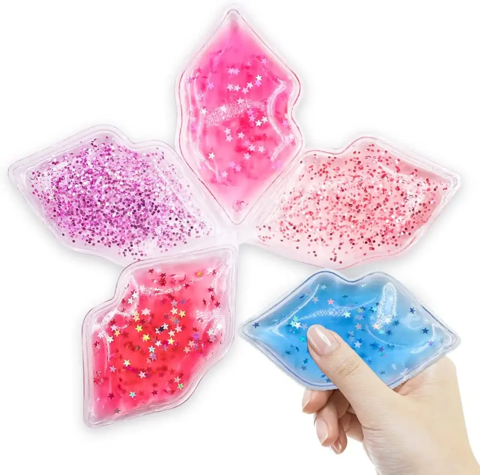 Custom logo personalised Lip Shaped Hot Cold Gel Beads Gel Ice Pack for Lip Filler After Care