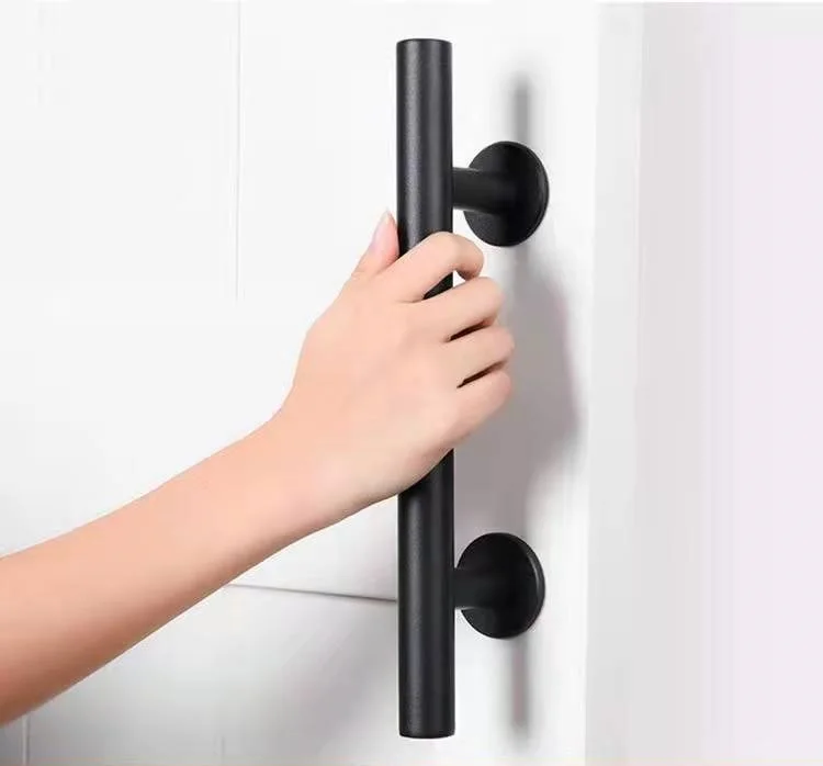 Black Color Double Sided Main Door offset Pull Handle for Barn Door Carbon Steel Sliding Hardware
