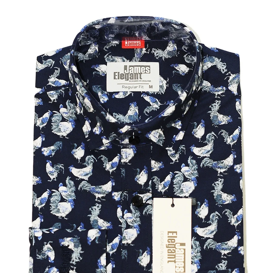 Vietnam Garment Products James Elegant Luxury Shirt Wholesale With Long Sleeve for Men Roosters Patterns