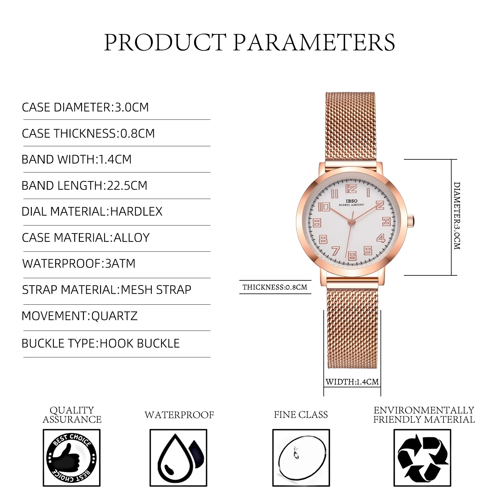 IBSO 2024 New Luxury Japanese Movement Quartz Watch Business Fashion Style Stainless Steel 30mm 9mm Alloy Limited Edition Seiko