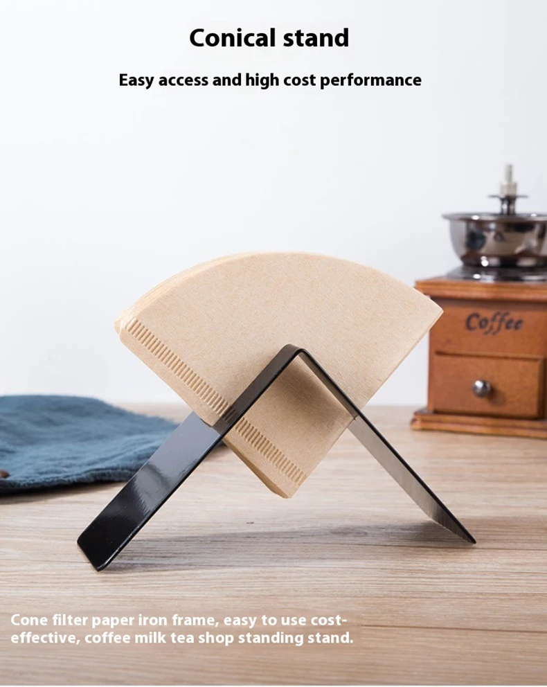 Coffee filter paper storage box rack dust-proof box conical/fan-shaped stand  Stainless Steel Black Filter Holderstorage rack
