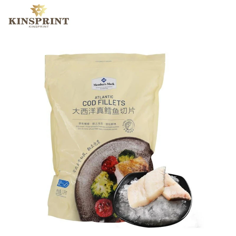 Factory directly supplied barrier 3 side seal plastic frozen dried smacked fish fish fillets seafood vacuum packaging bag