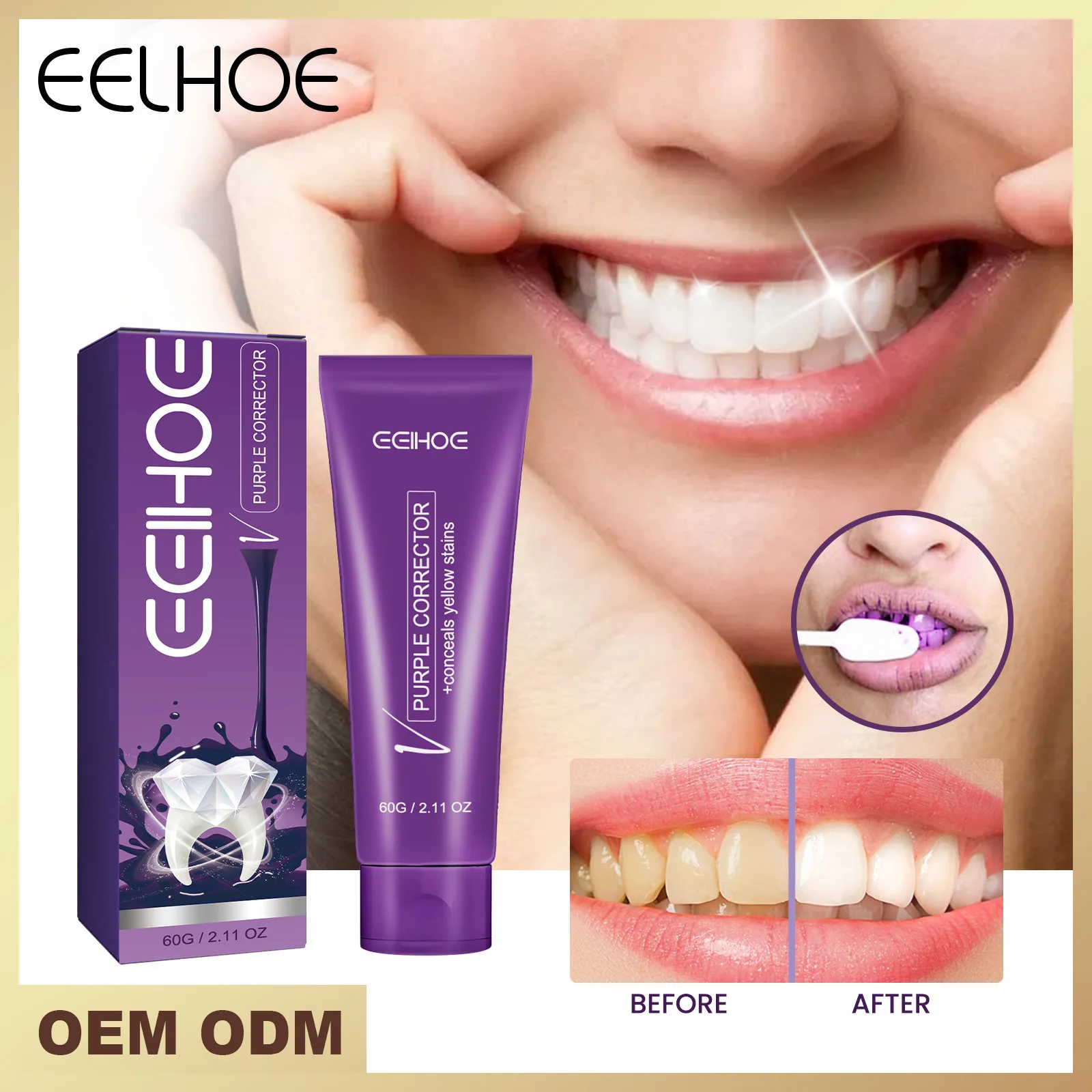 V34 Purple toothpaste teeth whitening 60g white teeth v34 colour corrector teeth whitening toothpaste at home