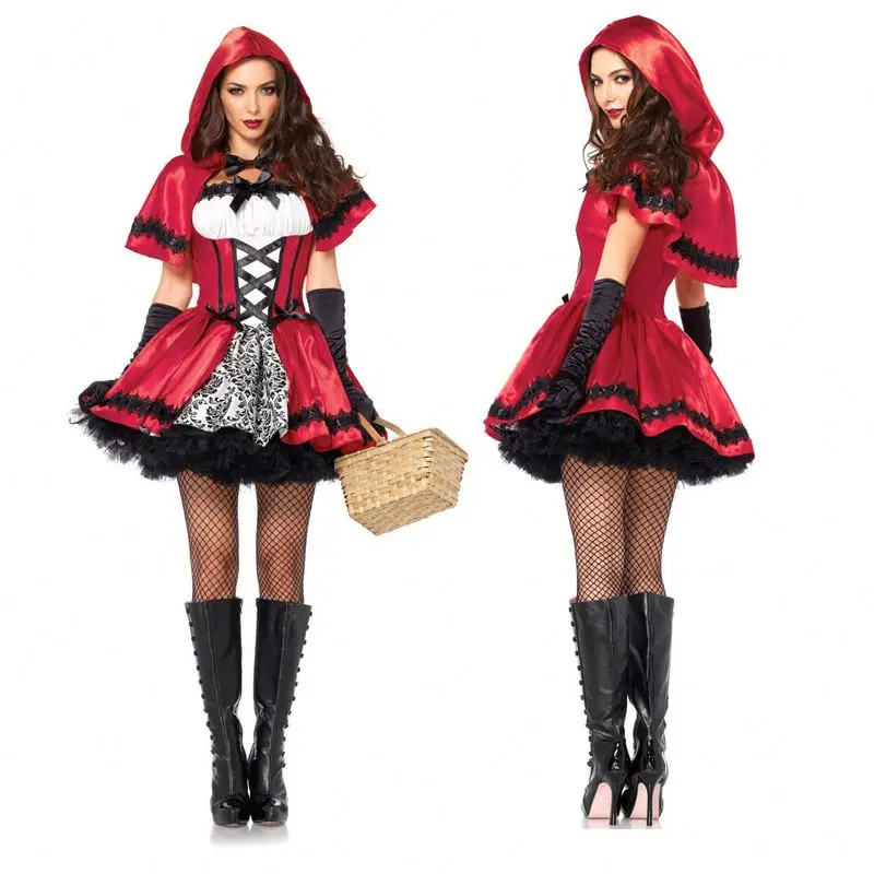 Halloween Little Red Riding Hood Fantasy Costume Hen Party Fairy Tale Cosplay Robe Fancy Dress For Adult Women Size S-6XL