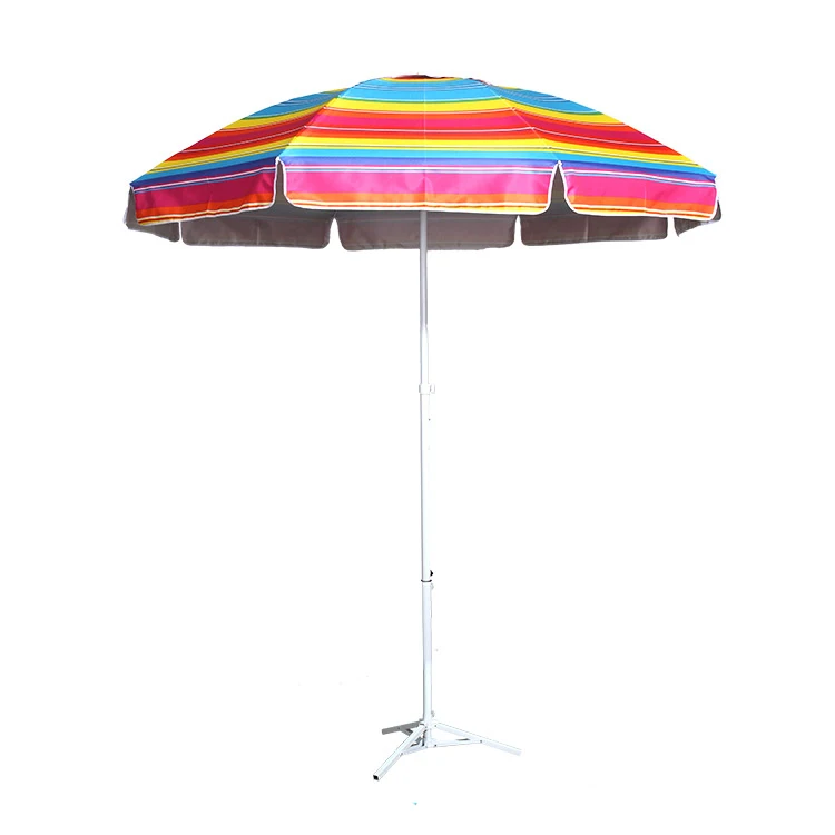 Umbrella Manufacturer Advertisement Promotional Outdoor Heavy Duty High Wind 8 Foot Windproof Beach Umbrella With Sand Anchor