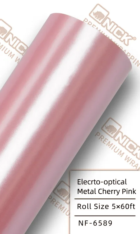 2022 Latest Car Vinyl Wrap Electro-optical Metal Cherry Pink Color Wrap Film Car Coating Car Wrap Vinyl Film
