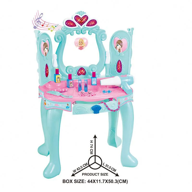 ODM/OEM Children Pretend Plastic Magic Toy Play Princess Dressing Table Play House Girl Beauty Make Up Toy Set For Girls Kids
