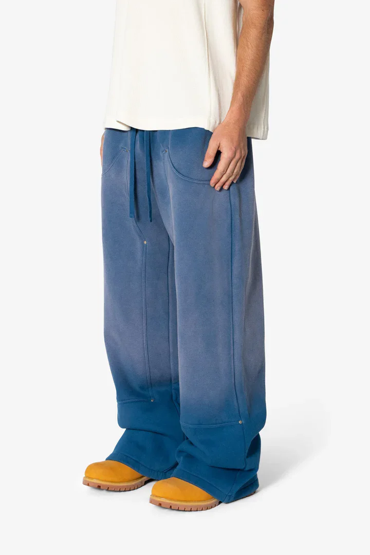 Custom 500g Blank French Terry Cotton Oversized Loose Heavyweight Double Knee Straight Leg Wide Leg Men Flare Baggy Sweats pants