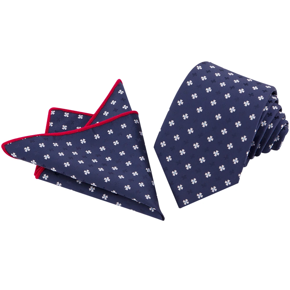 Manxiang Jacquard Woven Corbata Mens Ties and Pocket Square Set Polyester