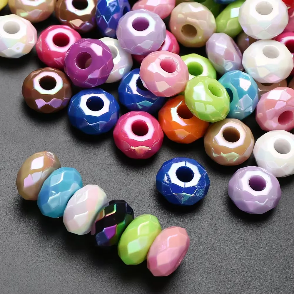 Wholesale Large Hole Acrylic 14mm Round Multicolor Electroplate Crystal Loose Diy Beads For Making Pen Bracelets