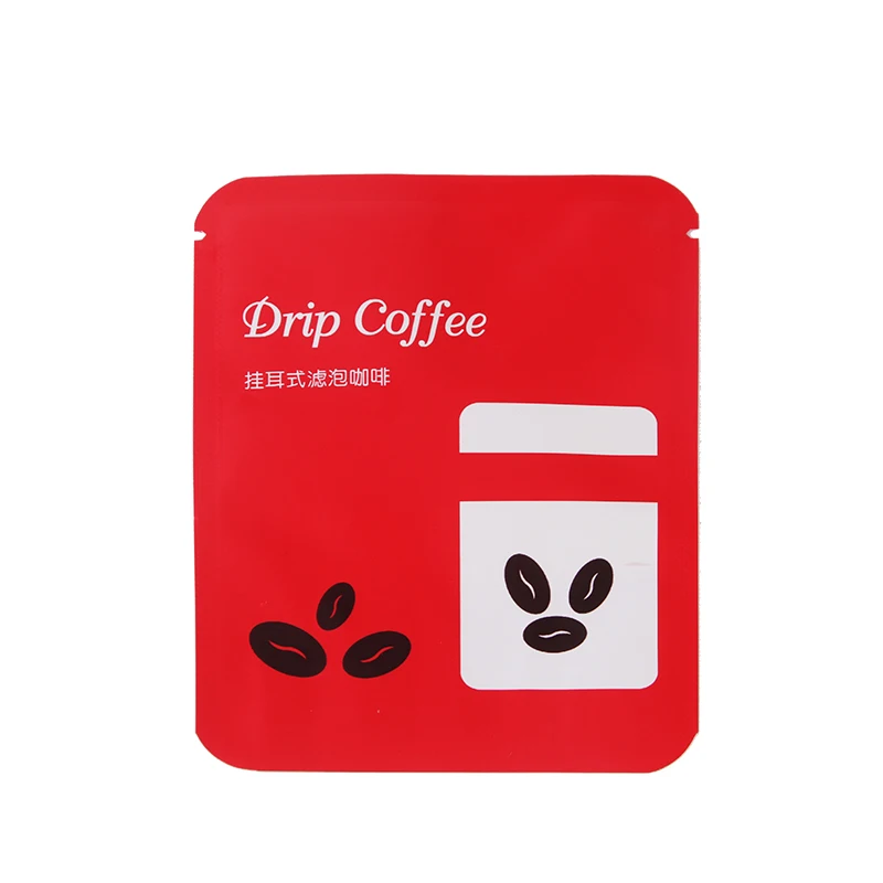 
Customized Three Side Seal Aluminum Foil Paper Mylar Drip Coffee Packaging Sachet Bag with Tear Notch 