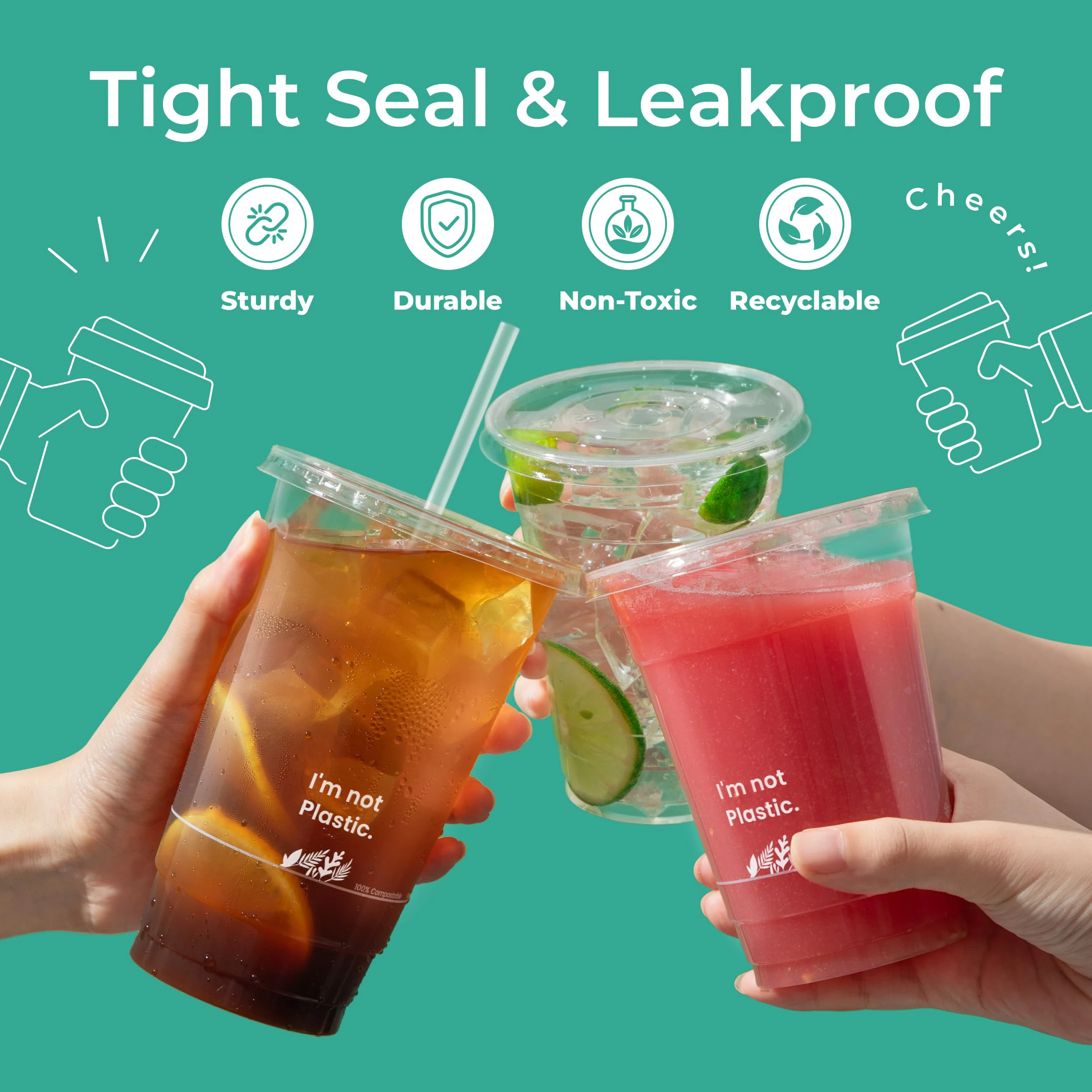 Custom 100% Compostable Clear Plastic Disposable PLA Cup Cups