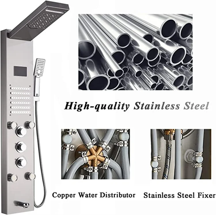 Professional manufacturer Wholesale Newly Luxury bathroom LED white shower panel with Temperature Screen