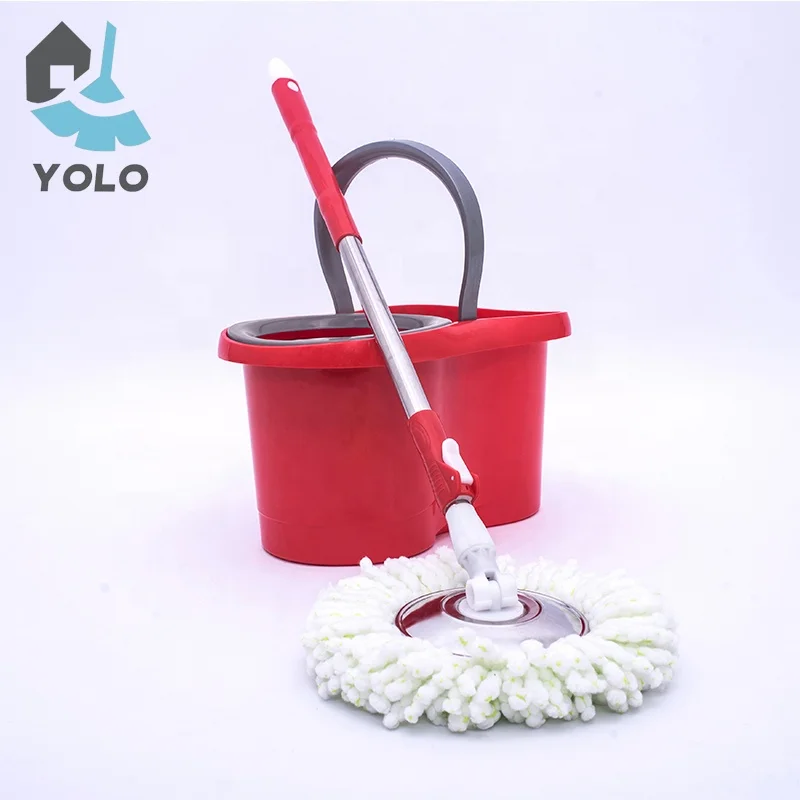 2022 Hot Selling Free Sample Red Color Easy Use Cleaning 360 Magic Spin Rotating Floor Mop And Bucket Set System