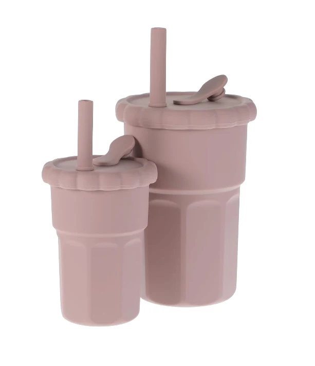 100% Silicone Parent-child Straw Cups Mugs with Leak Proof Lid for Kid and Parent