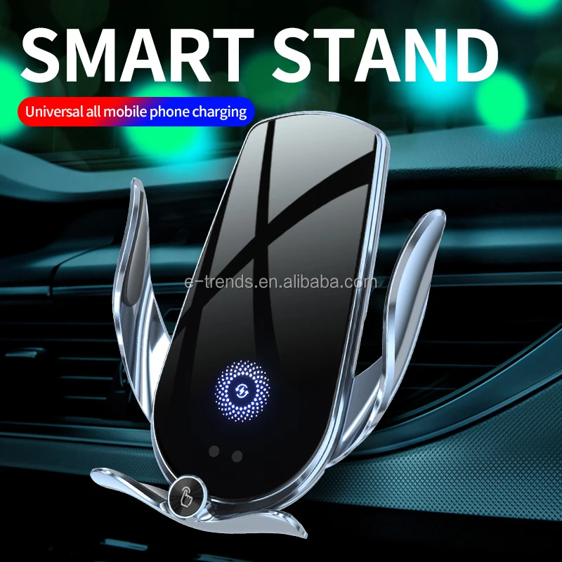 New Design 360 Degree Rotation Magnetic Car Wireless Charger Qi Smart Sensor Car Wireless Charger Phone Holder Auto Clamp