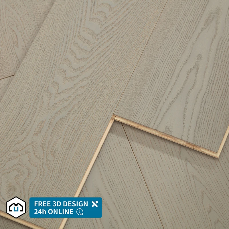 Factory Customized Light Brushed Varnish UV coating White oak Engineered Wood Flooring