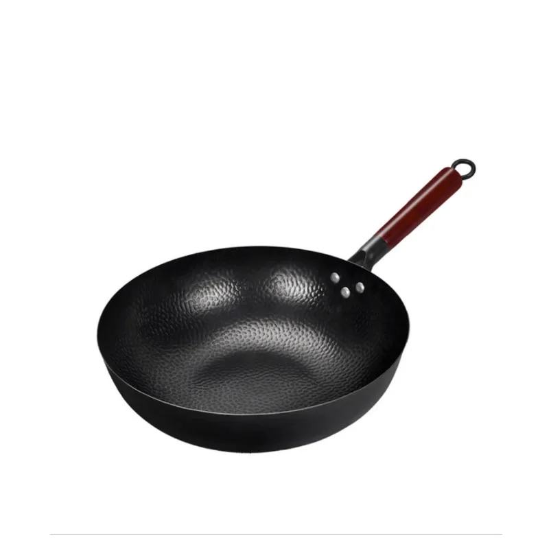 Cooking Wok Kitchen Chinese Wok Home Restaurant Metal With Wooden Handle Iron Wok