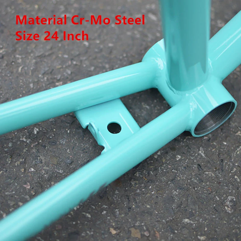 Lady Bicycle Frame Tsunami 24 Inch Bright Mint Green Small Retro Chrome Molybdenum Steel Bike Frameset Front 100mm Rear 120mm