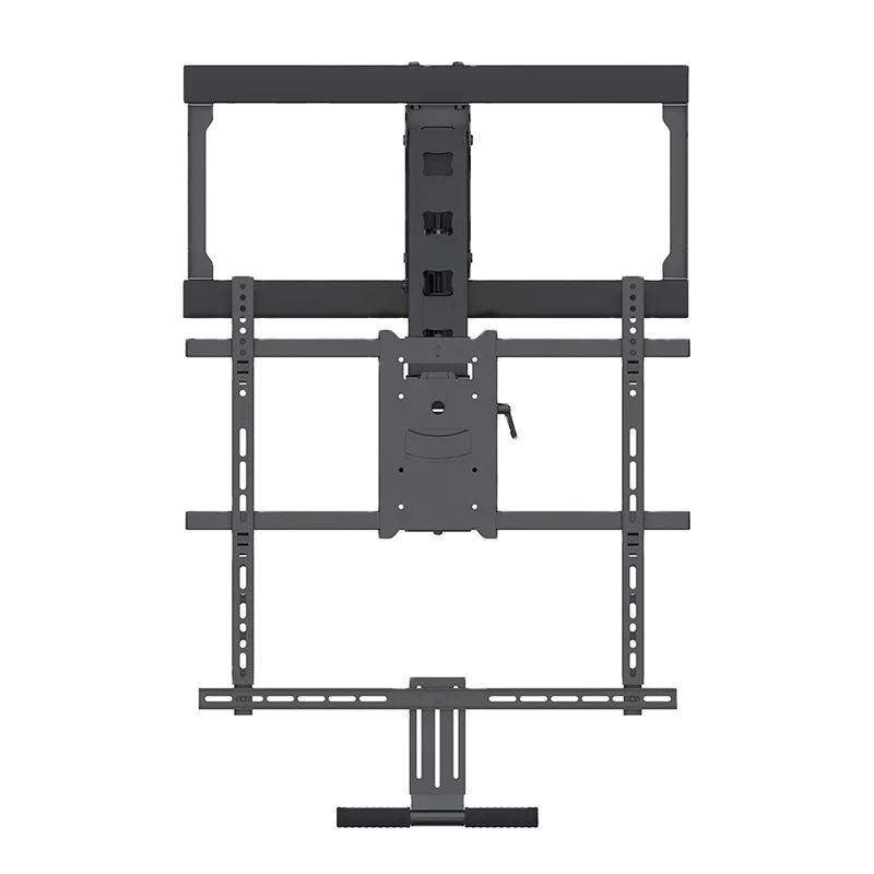 Height Adjustable Full Motion Pull Up and Down Fireplace Mantel TV Wall Mount Bracket Cantilever Lift Truss