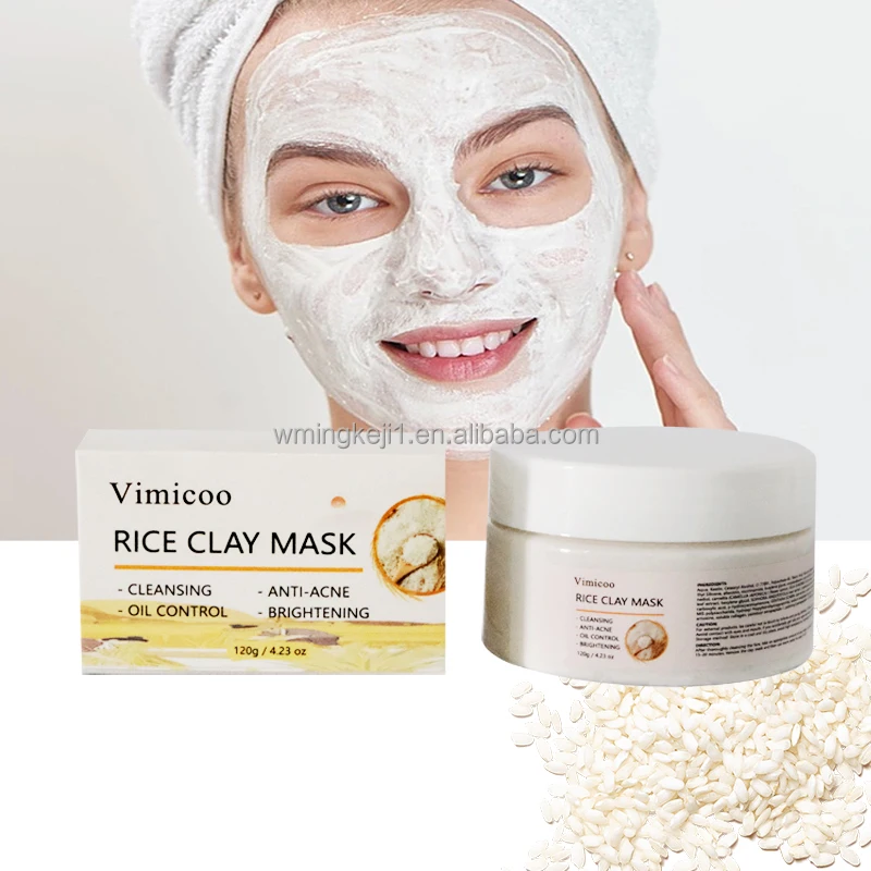 OEM ODM Korean Face Skin Care Products Deep Cleansing Rice Mud Claymask Oil Control Anti Acne Brightening Facial Rice Clay Mask