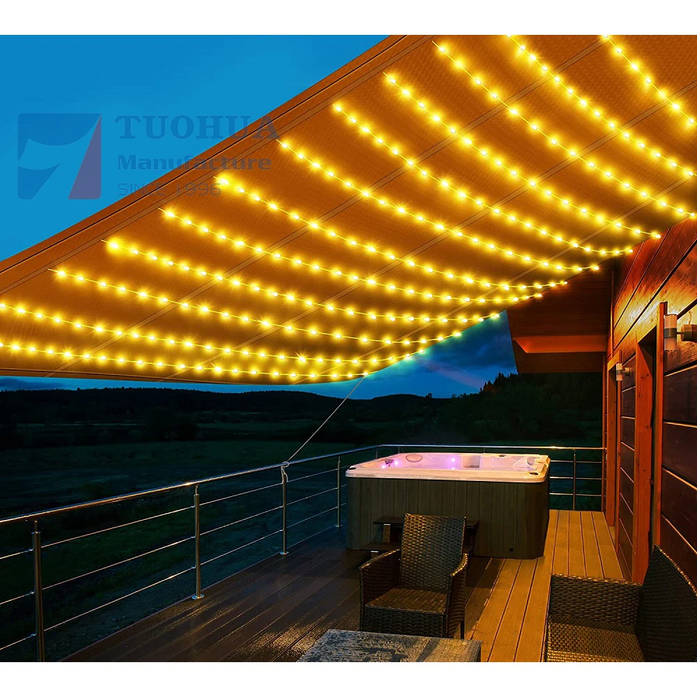 professional factory design romantic and beautiful Patio Outdoor Garden LED light HDPE shade sail