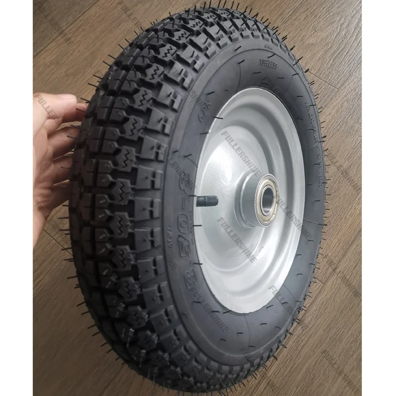 Motorcycle Tire Quality 3.50-8 rubber wheel with tubeless tyre with rim for Workshop Forlift Pallet Truck  with Bearing 6205ZZ