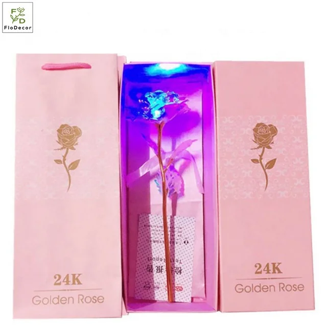Новое поступление 24k Золотая фольга с покрытием Galaxy роза легким Рождественский подарок коробка для ко Дню Святого Валентина дня рождения свадьбы на День