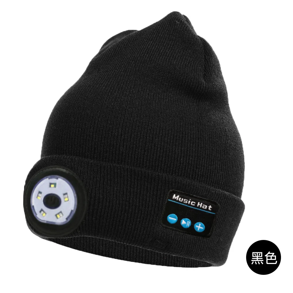 Unisex USB Rechargeable Hands Free 4 LED Headlamp Cap Winter Knitted Night Lighted Hat Flashlight LED Beanie Hat with Light